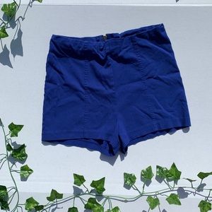 Blue High-Waisted Shorts, Zip-Up